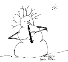 snowman playing a recorder